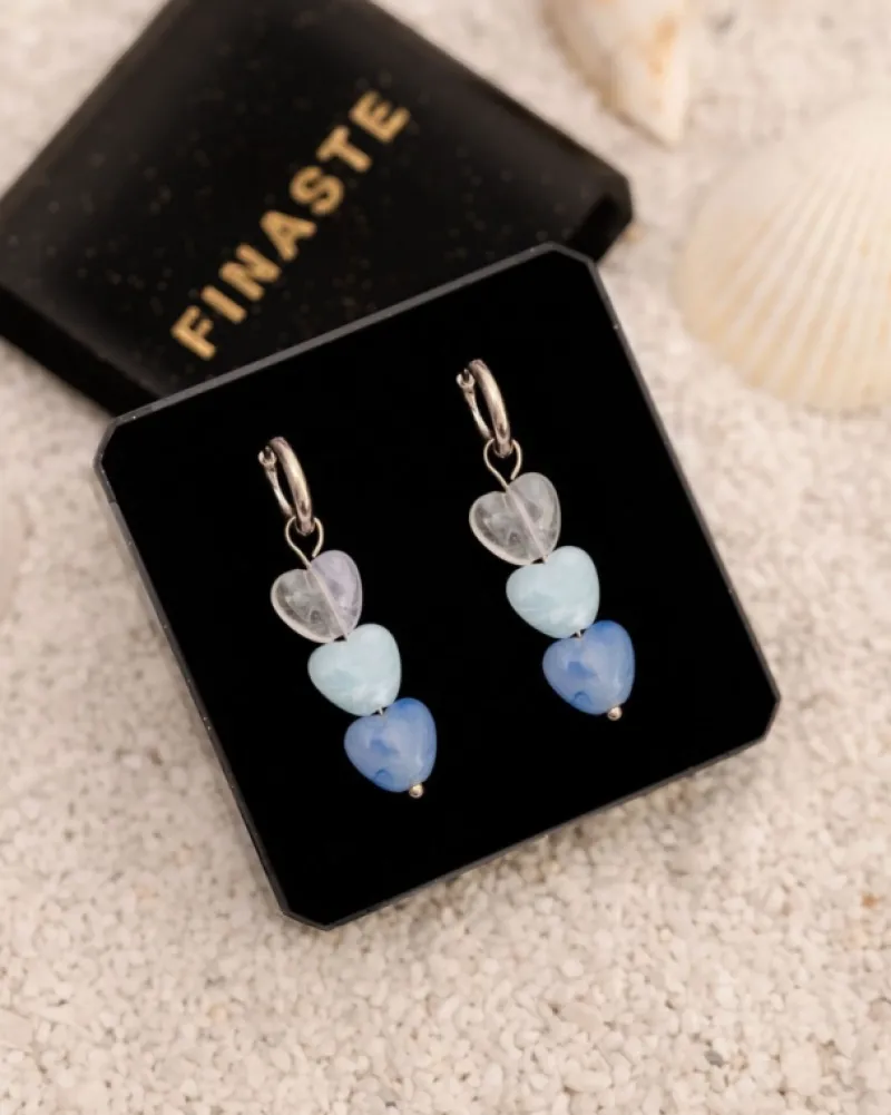 Finaste Oorbellen triple blue hearts Clearance
