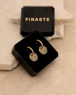 Finaste Oorbellen vingerafdruk goudkleurig Sale