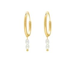 Finaste Oorringen twee pareltjes verguld sterling zilver Discount