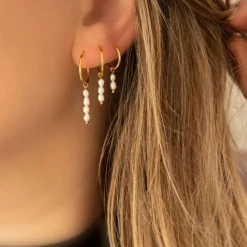 Finaste Oorringen twee pareltjes verguld sterling zilver Discount