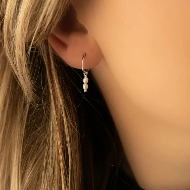 Finaste Oorringen twee pareltjes sterling zilver Discount