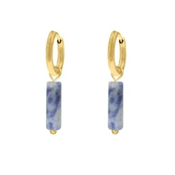 Finaste Oorringetjes blue spot jasper beads goudkleurig Online