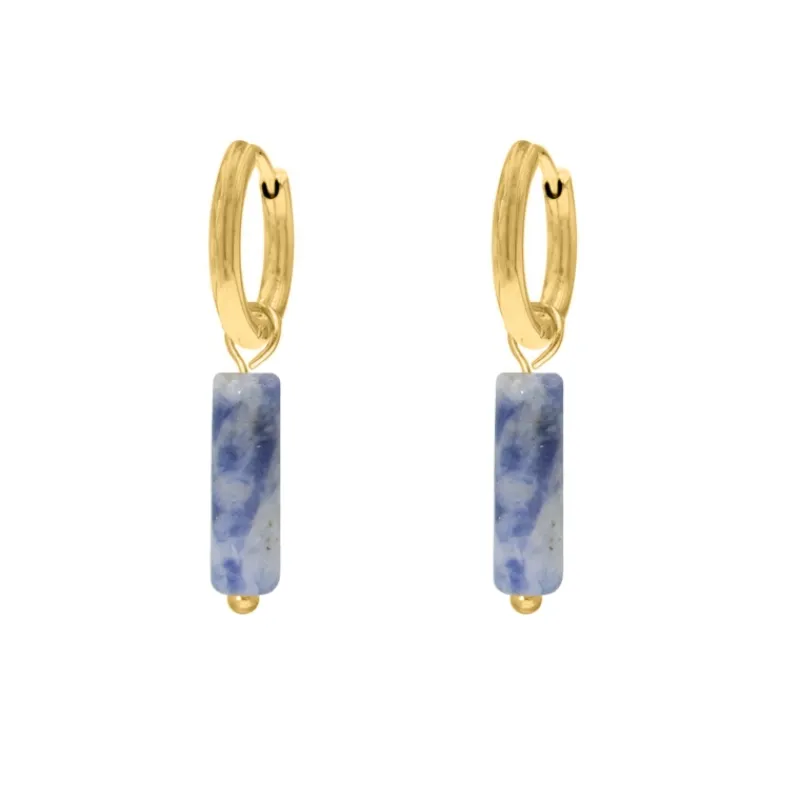 Finaste Oorringetjes blue spot jasper beads goudkleurig Online