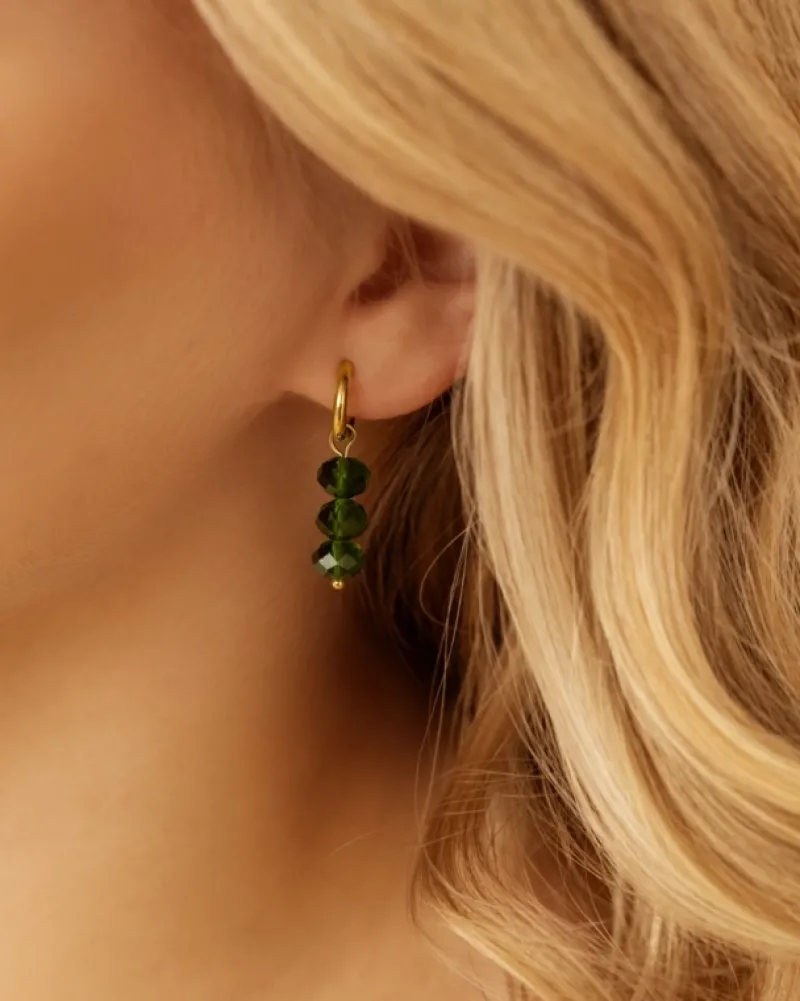 Finaste Oorringetjes emerald steentjes goudkleurig Sale