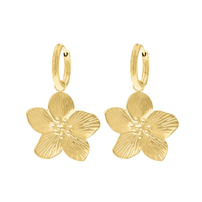 Finaste Oorringetjes met bloem goudkleurig Fashion