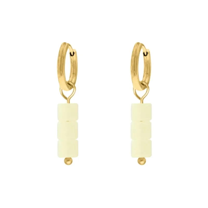Finaste Oorringetjes met gele pastel steentjes goudkleurig Discount