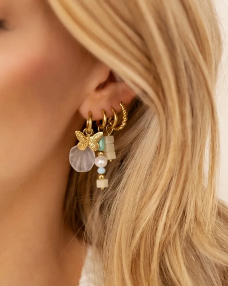 Finaste Oorringetjes met gele pastel steentjes goudkleurig Discount