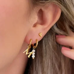Finaste Oorringetjes met initial kleur goud Fashion