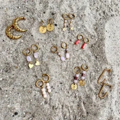 Finaste Oorringetjes met nude steentjes kleur goud Fashion