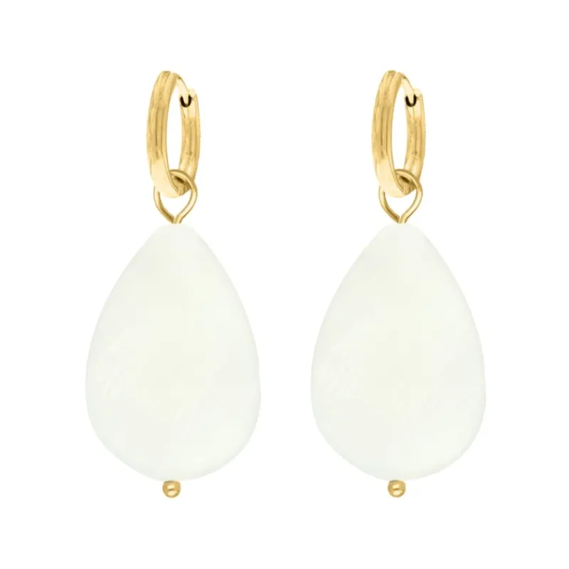 Finaste Oorringetjes met witte druppel goudkleurig Discount