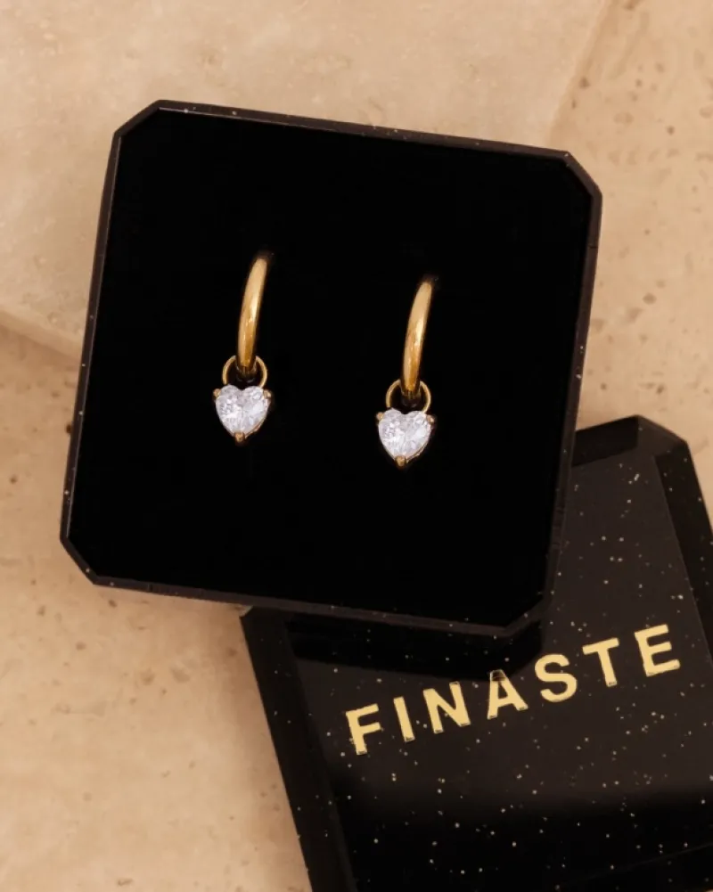 Finaste Oorringetjes sparkle heart goldplated New