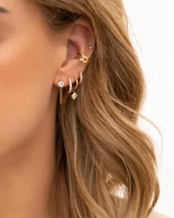 Finaste Oorringetjes sparkle square goldplated Hot