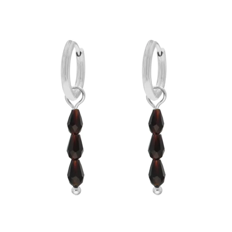 Finaste Oorringetjes triple dark stones Hot