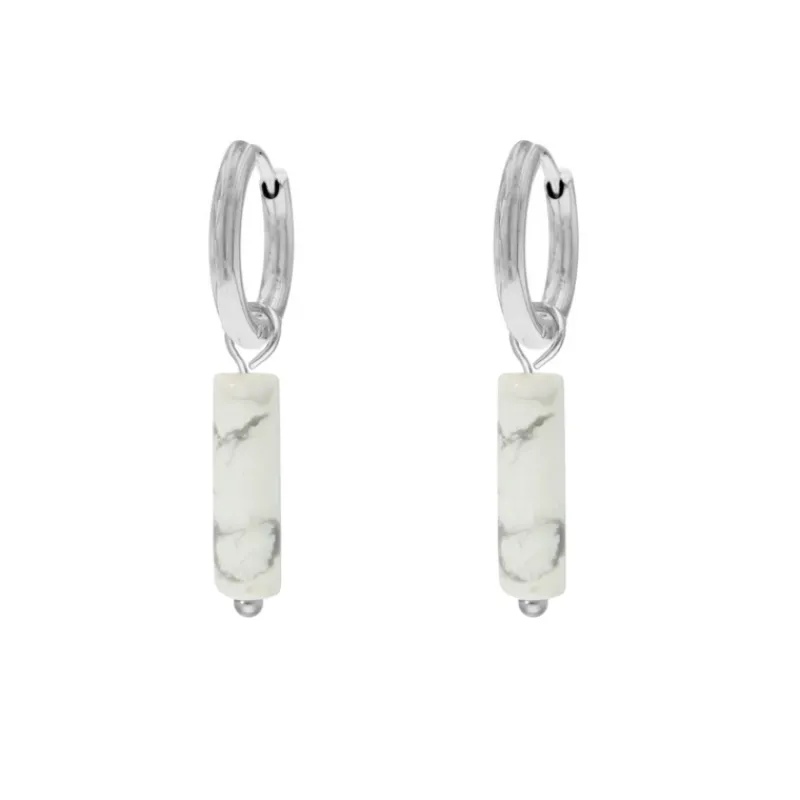 Finaste Oorringetjes white howlite beads Discount