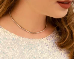 Finaste Opal tennis ketting goudkleurig Discount
