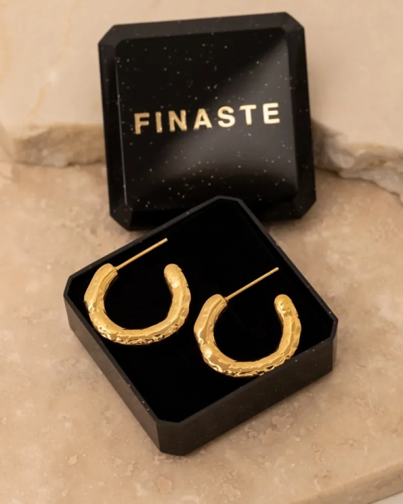 Finaste Open hammered hoops goldplated Sale