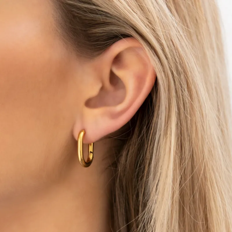 Finaste Ovale oorringetjes chunky goud kleurig Outlet