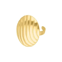 Finaste Ovale ring chunky striped goudkleurig Clearance