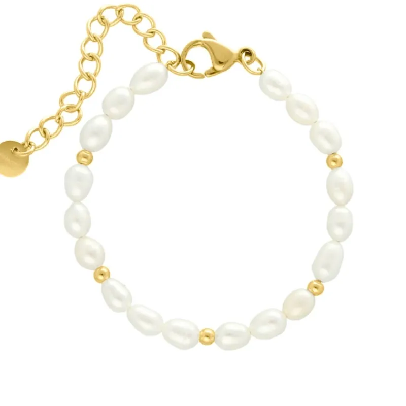 Finaste Parel armband bolletjes goud kleurig Sale