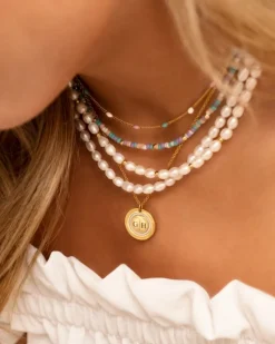 Finaste Parel ketting bolletjes goudkleurig Sale