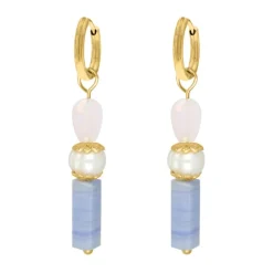 Finaste Parel oorbellen icey blue goudkleurig Online