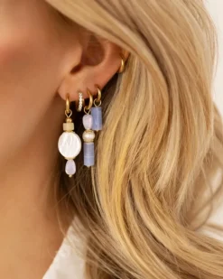 Finaste Parel oorbellen icey blue goudkleurig Online
