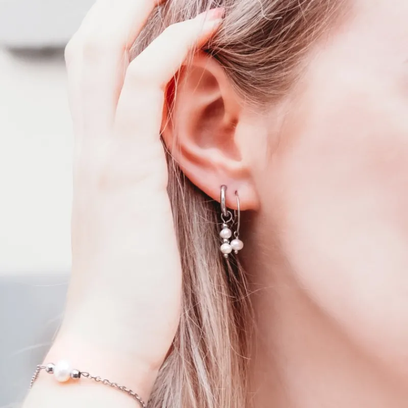 Finaste Parel oorbellen met steentjes Clearance