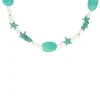 Finaste Parelketting aqua bedels goudkleurig Outlet