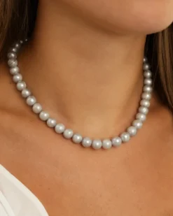 Finaste Parelketting lichtgrijs kleur goud Online
