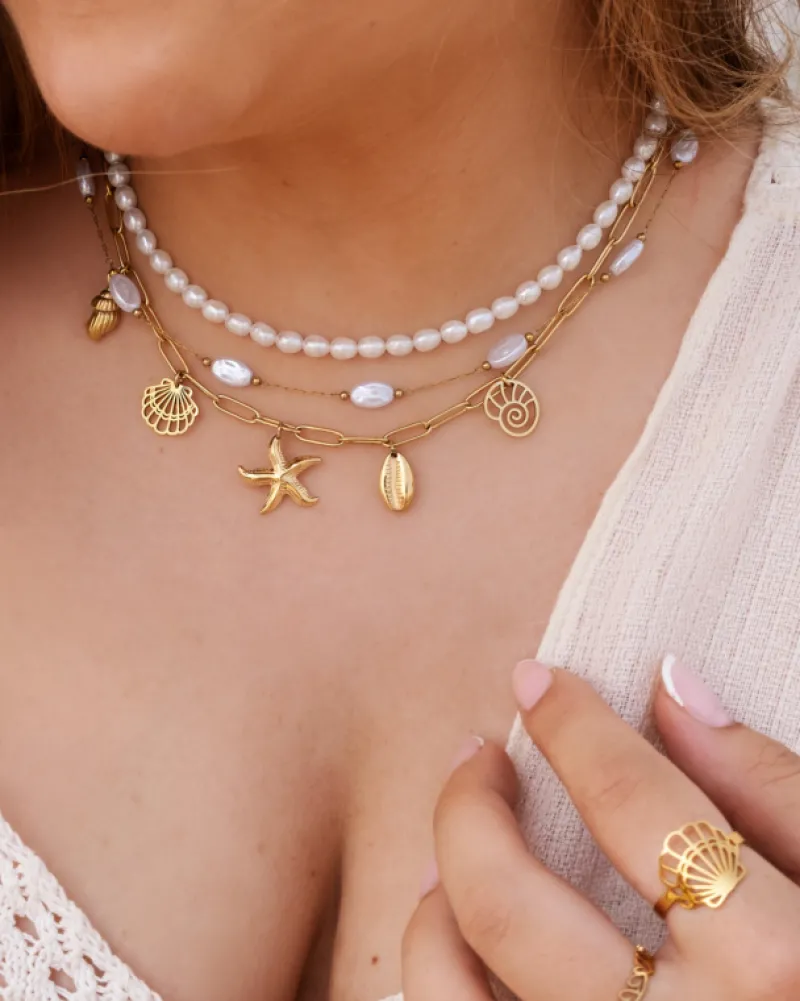 Finaste Pearl necklace goldplated Sale