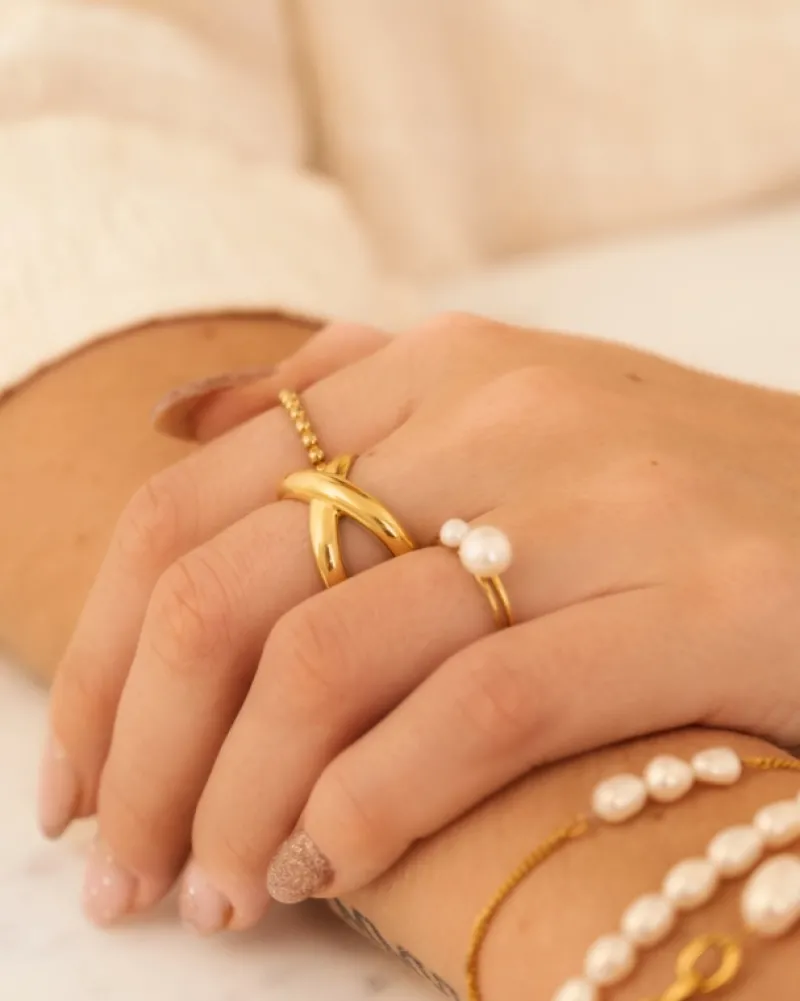 Finaste Pearl ring goldplated Fashion