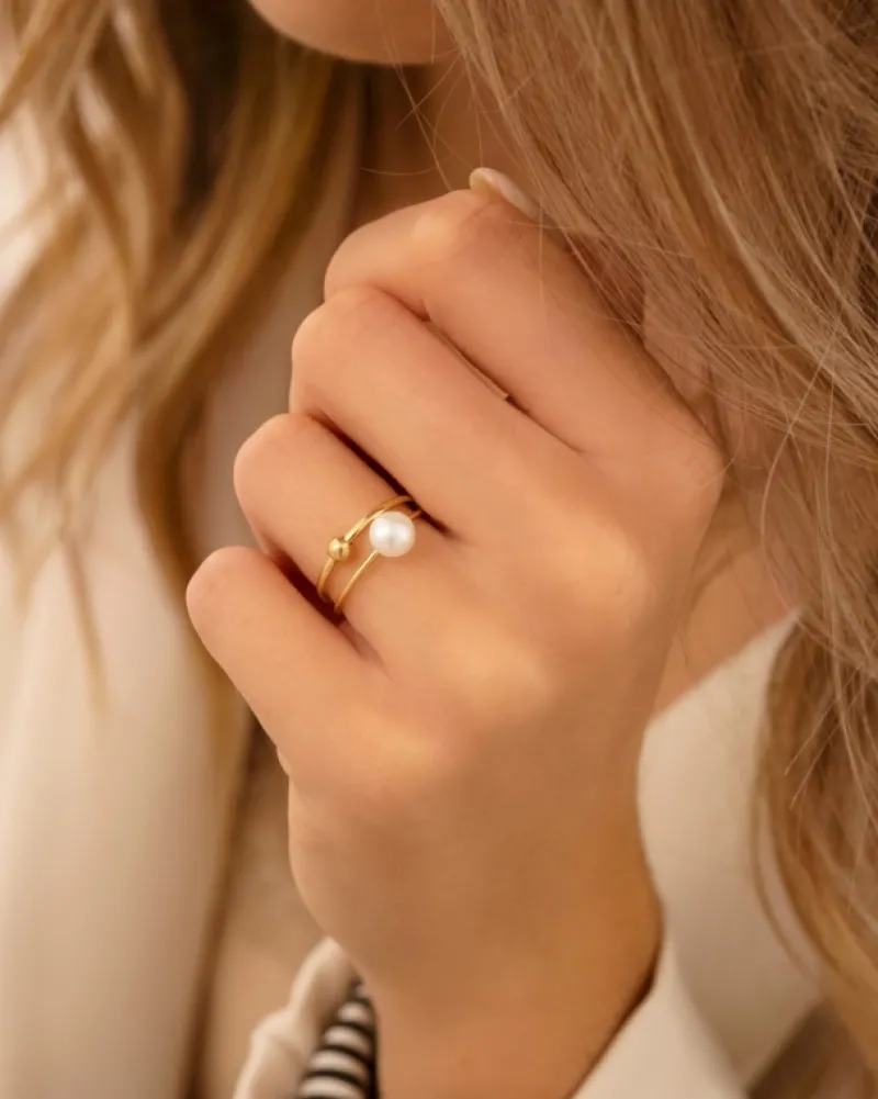 Finaste Pearl ring goldplated Fashion