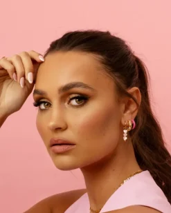 Finaste Pink heart earrings goldplated Hot
