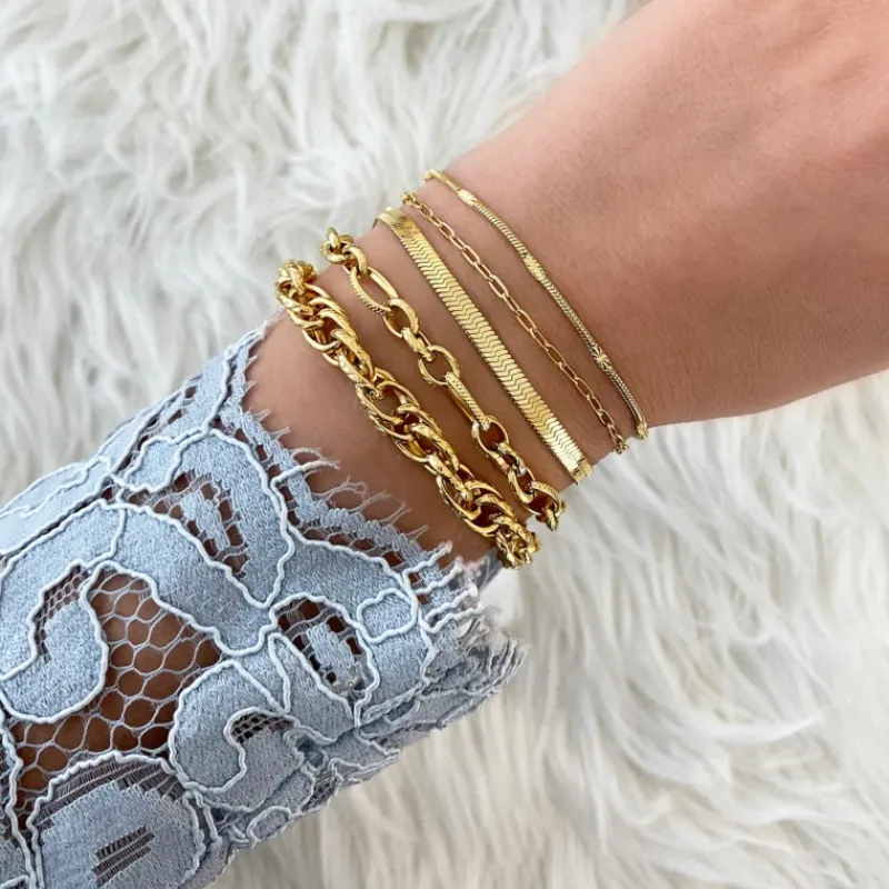 Finaste Plat armbandje goud kleurig Hot