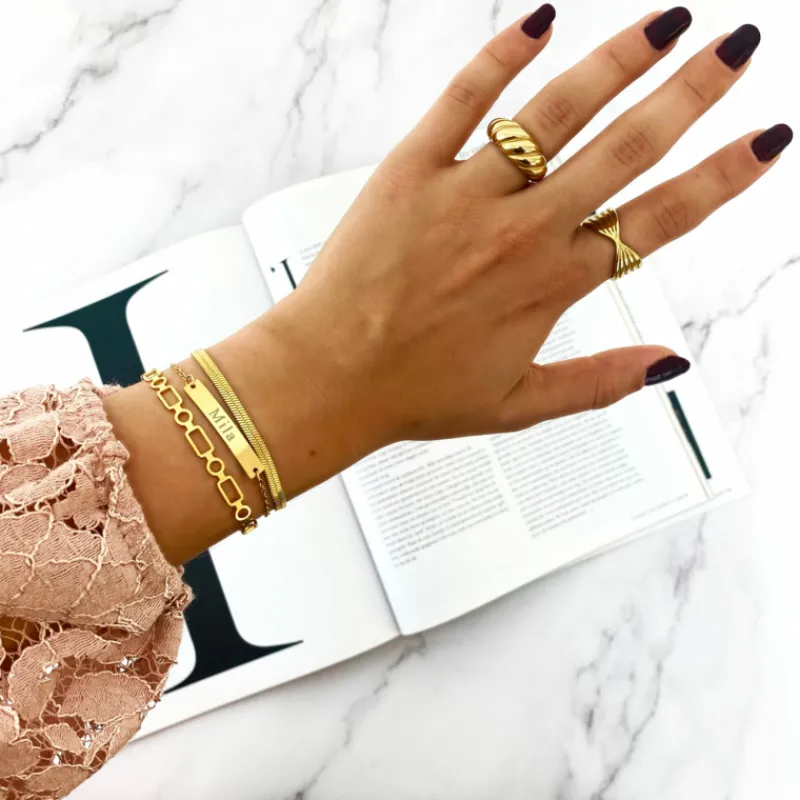 Finaste Plat armbandje goud kleurig Hot