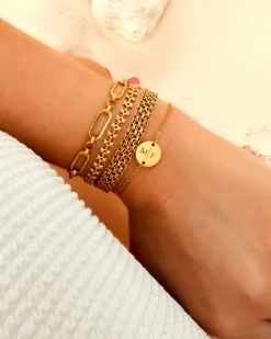Finaste Platte armband mesh goud kleurig Best