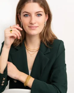 Finaste Platte armband mesh goud kleurig Best