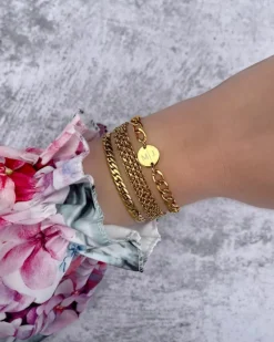 Finaste Platte armband mesh goud kleurig Best