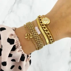 Finaste Platte armband mesh goud kleurig Best