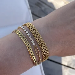 Finaste Platte armband mesh goud kleurig Best