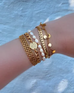 Finaste Platte armband mesh goud kleurig Best
