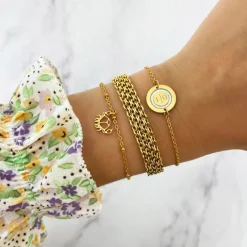 Finaste Platte armband mesh goud kleurig Best