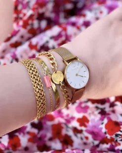 Finaste Platte armband mesh goud kleurig Best
