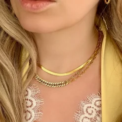 Finaste Platte Choker ketting gold plated Clearance