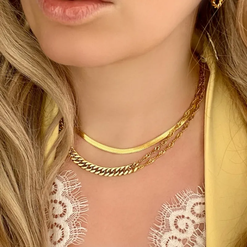 Finaste Platte Choker ketting gold plated Clearance