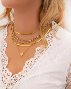 Finaste Platte Choker ketting gold plated Clearance