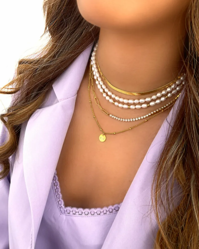 Finaste Platte Choker ketting gold plated Clearance