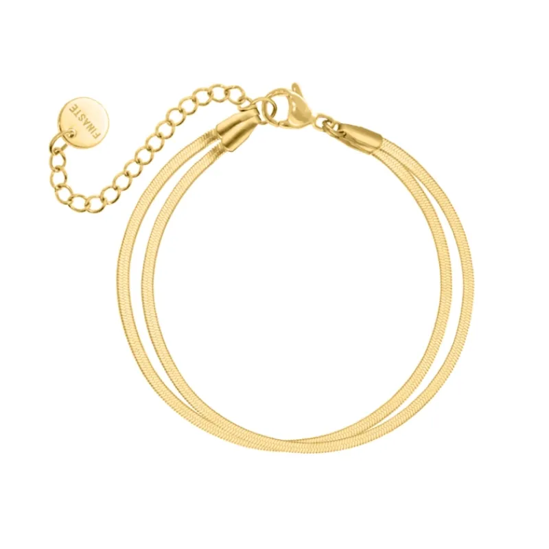 Finaste Platte snake armband dubbel goudkleurig Fashion