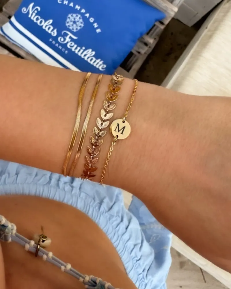 Finaste Platte snake armband dubbel goudkleurig Fashion