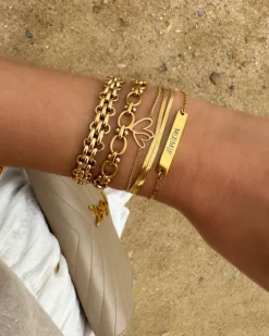 Finaste Platte snake armband dubbel goudkleurig Fashion
